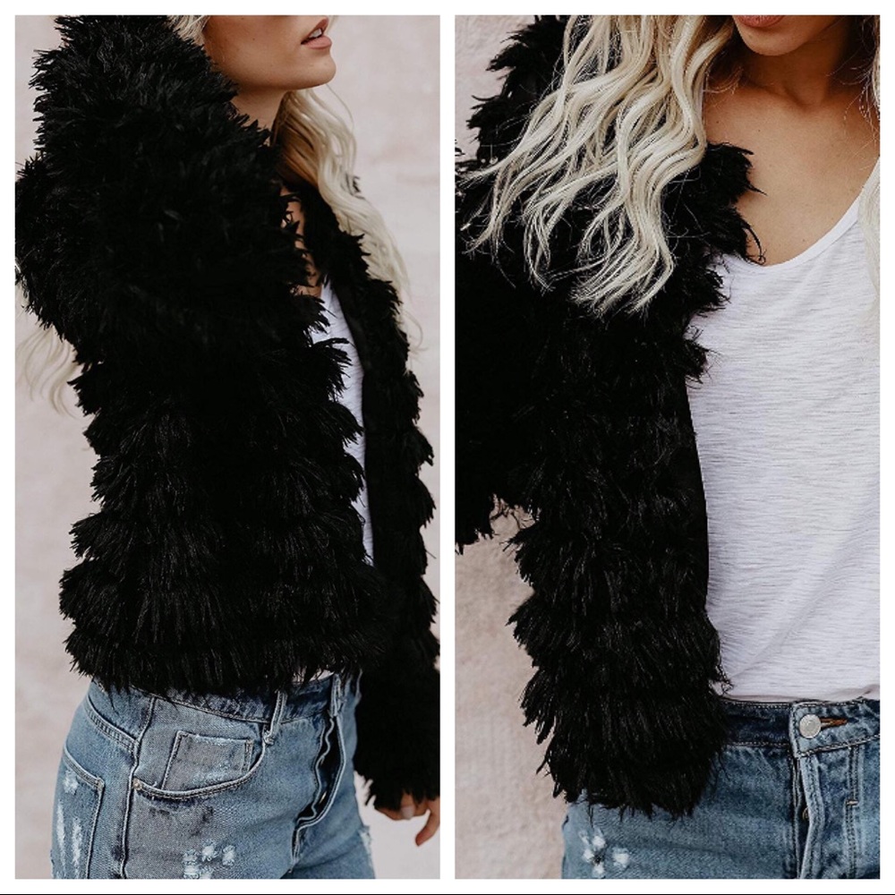 NWT Long Sleeve Shaggy Faux Fur Coat - Picture 4 of 5